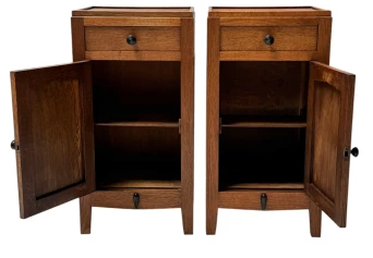 Two Art Deco Amsterdamse School Nightstands or Bedside Tables, 1920s